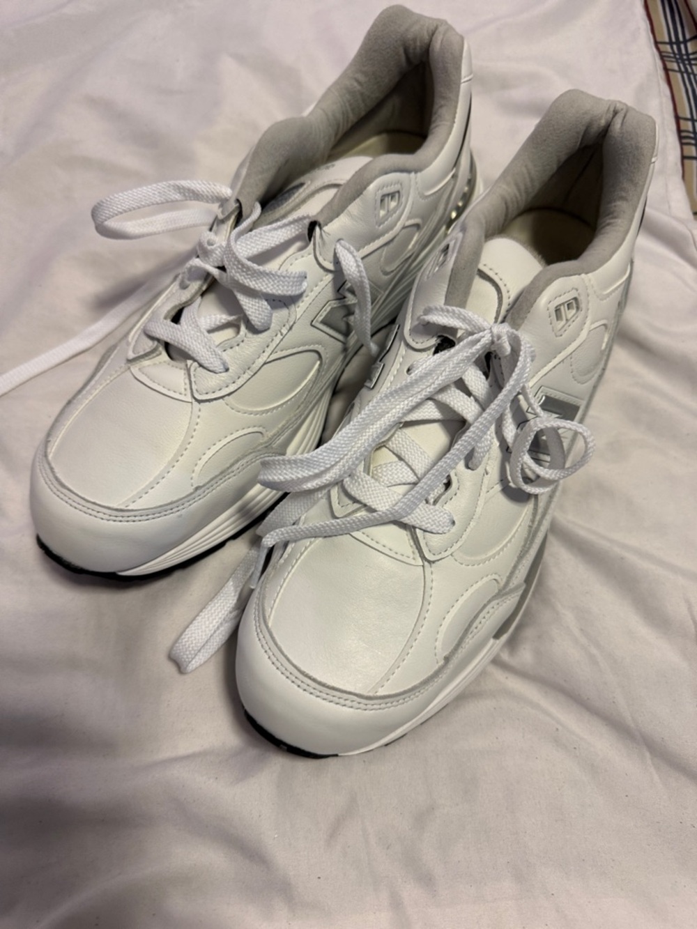 Men’s 12 New Balance 992 Made in USA White Leather Sneaker NWOT